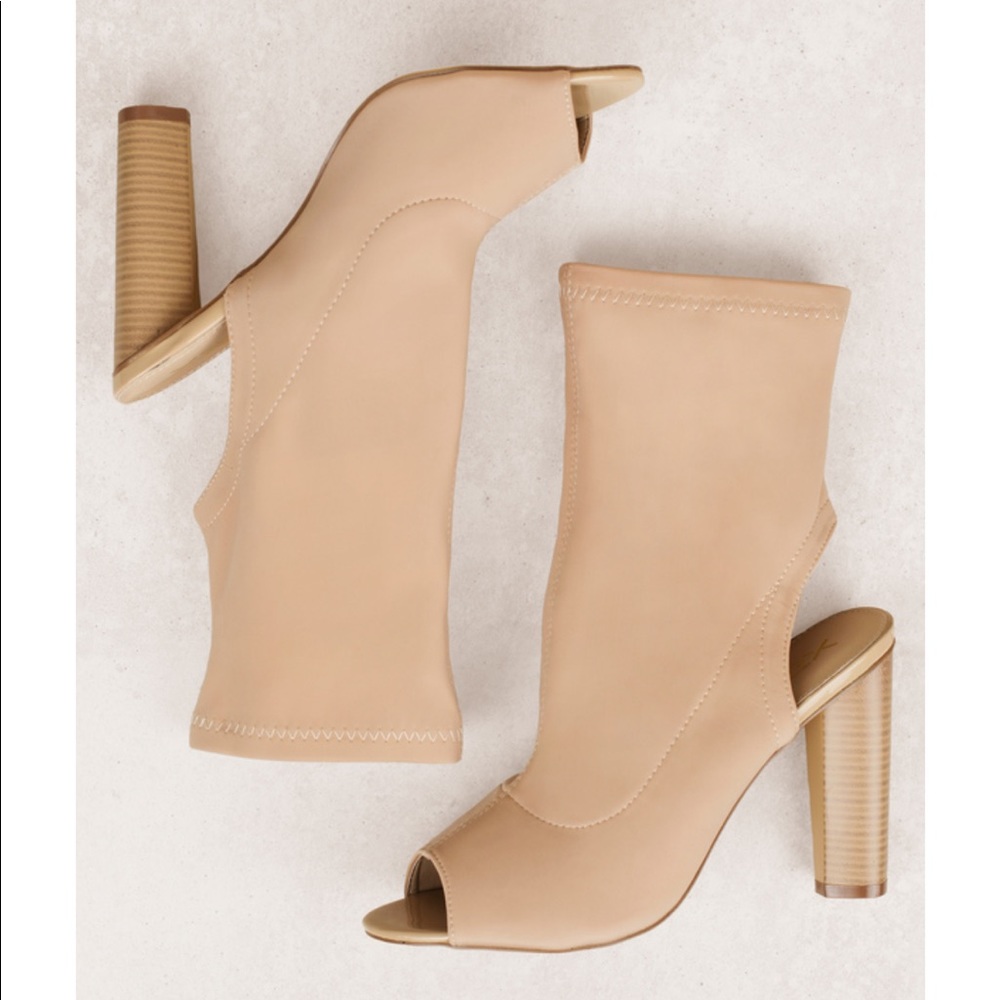 Peep toe sock booties